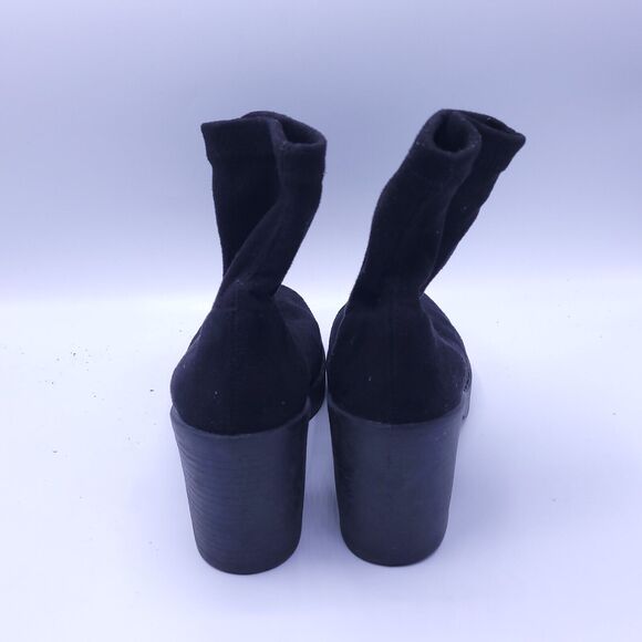 Asos Casual Suede Slip On Mid Rise Black Heel Boot Womens Size 7 37 Black - Picture 3 of 8